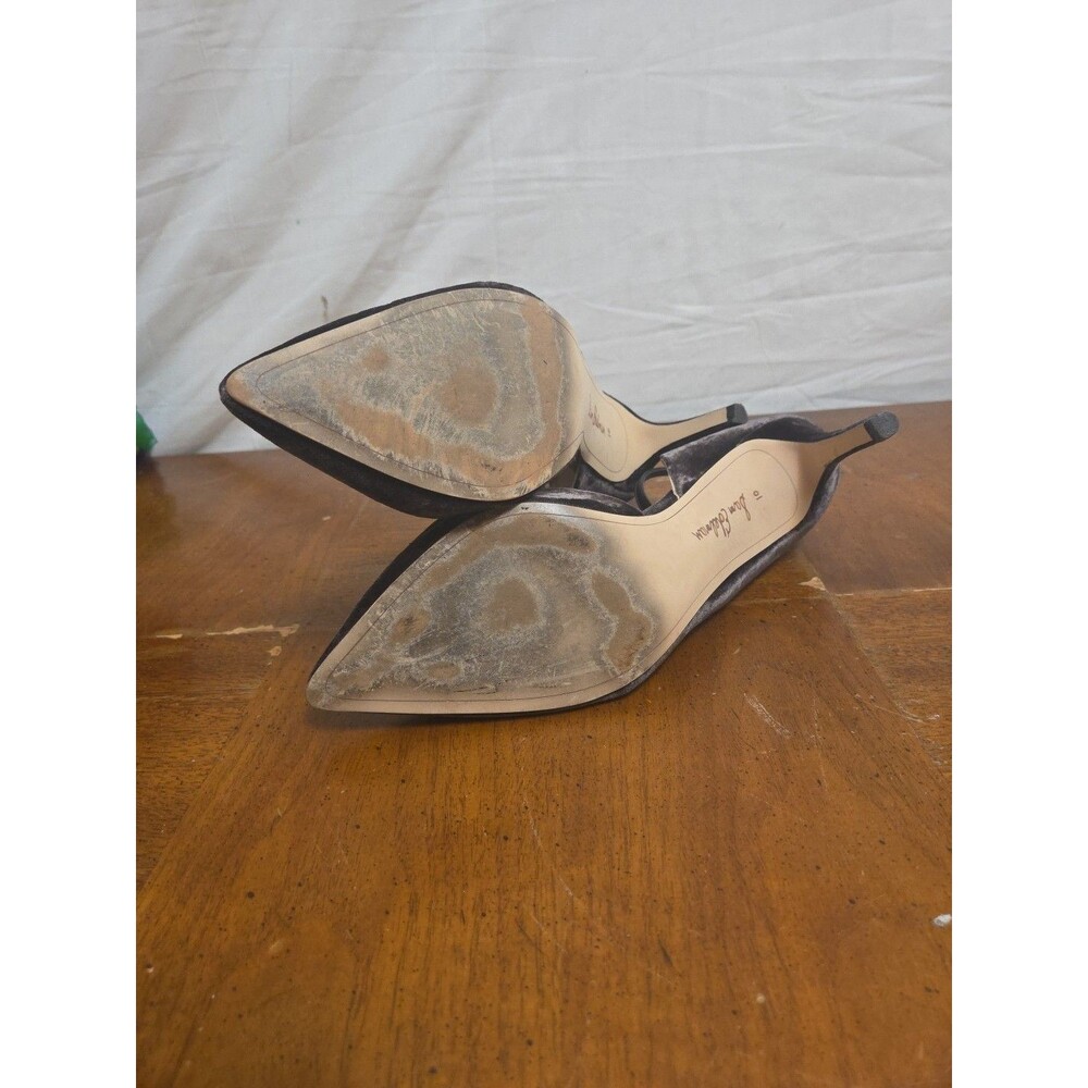 Sam Edelman Tia Womens Grey Velvet Heel Size 10 Ankle Strap Pumps Shoes - Picture 7 of 7